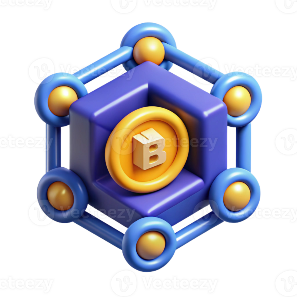 esplêndido geométrico blockchain tecnologia ícone, criptomoeda símbolo, com transparente fundo nível superior png