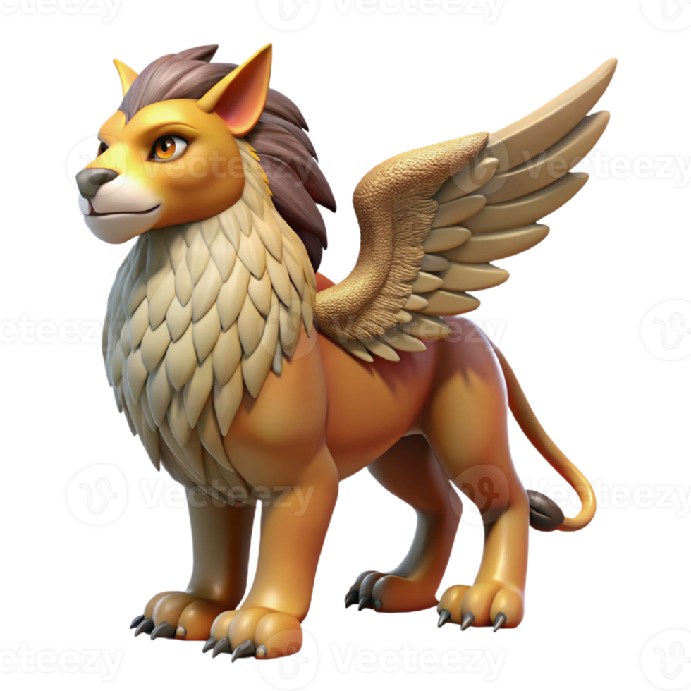 passionate radiant Griffin, eagle-lion hybrid with Transparent Background authentic png