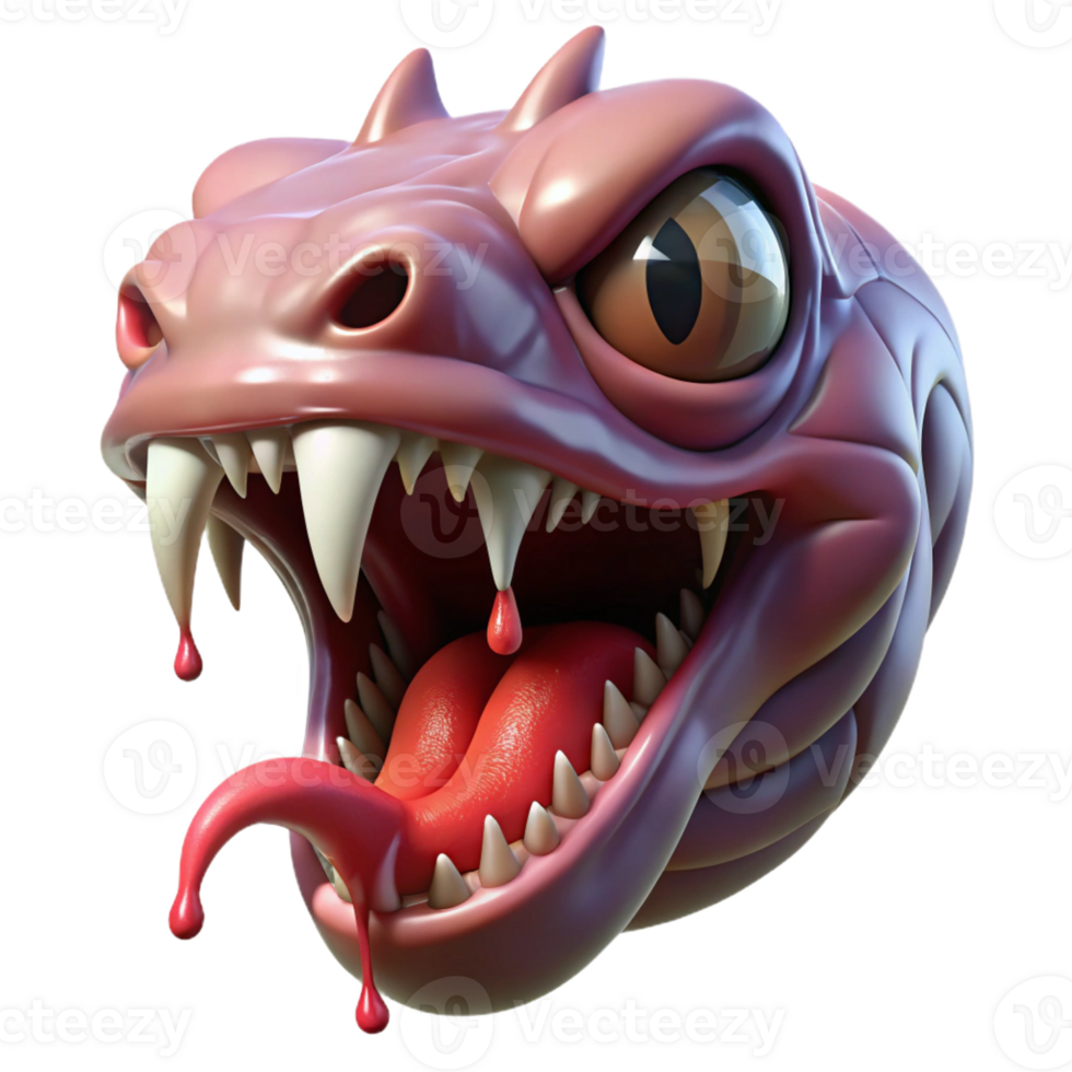 pristine coveted Photorealistic, hyper-specific professional render of an isolated Hydra head, severed neck dripping venom with Transparent Background png