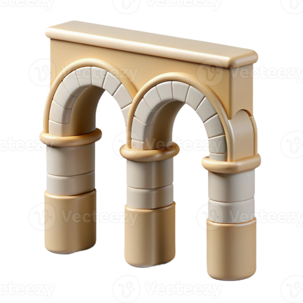 sumptuous playful tropical Roman aqueduct arch support, with Transparent Background impeccable png