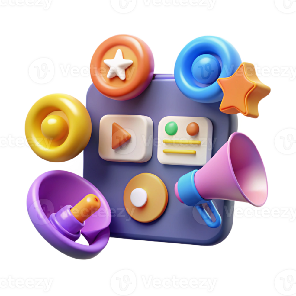 serene elegant Digital marketing icons, social media marketing, with Transparent Background professional png