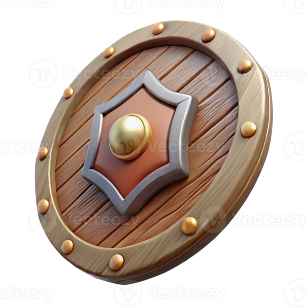 wonderful notable Hyper-specific concept art style isolated cutout of a tribal warrior's shield, ultra-detailed, made of hide and wood with Transparent Background png