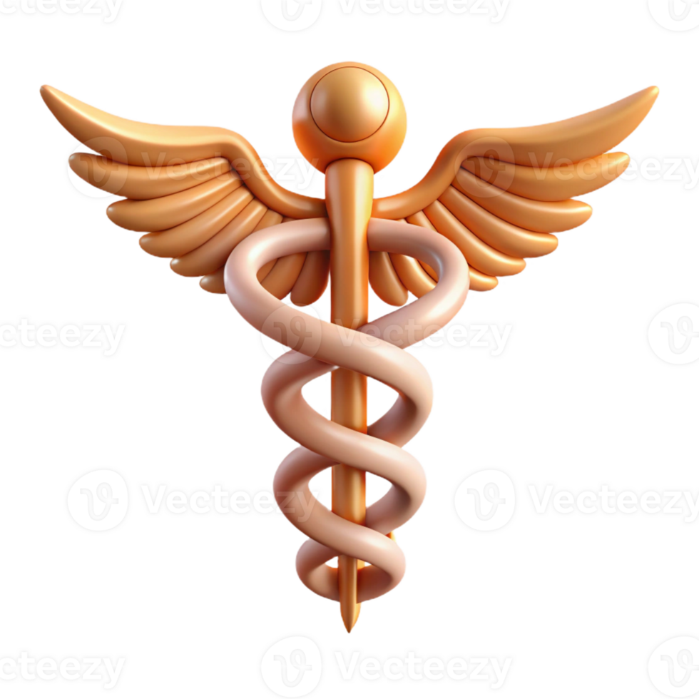 impressionante distintivo caduceu, símbolo do Hermes, remédio e comércio com transparente fundo png