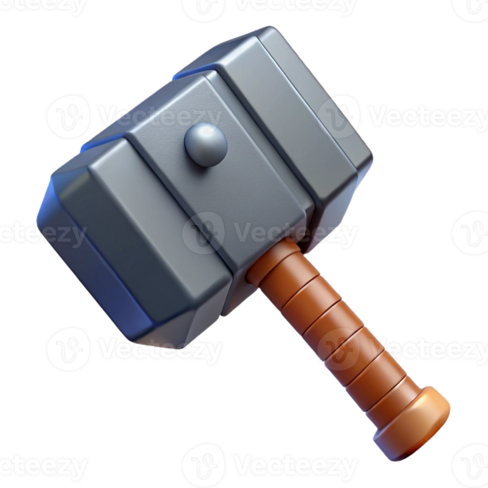 whimsical vibrant Thor's Hammer, Mjolnir, Norse mythology with Transparent Background crisp png