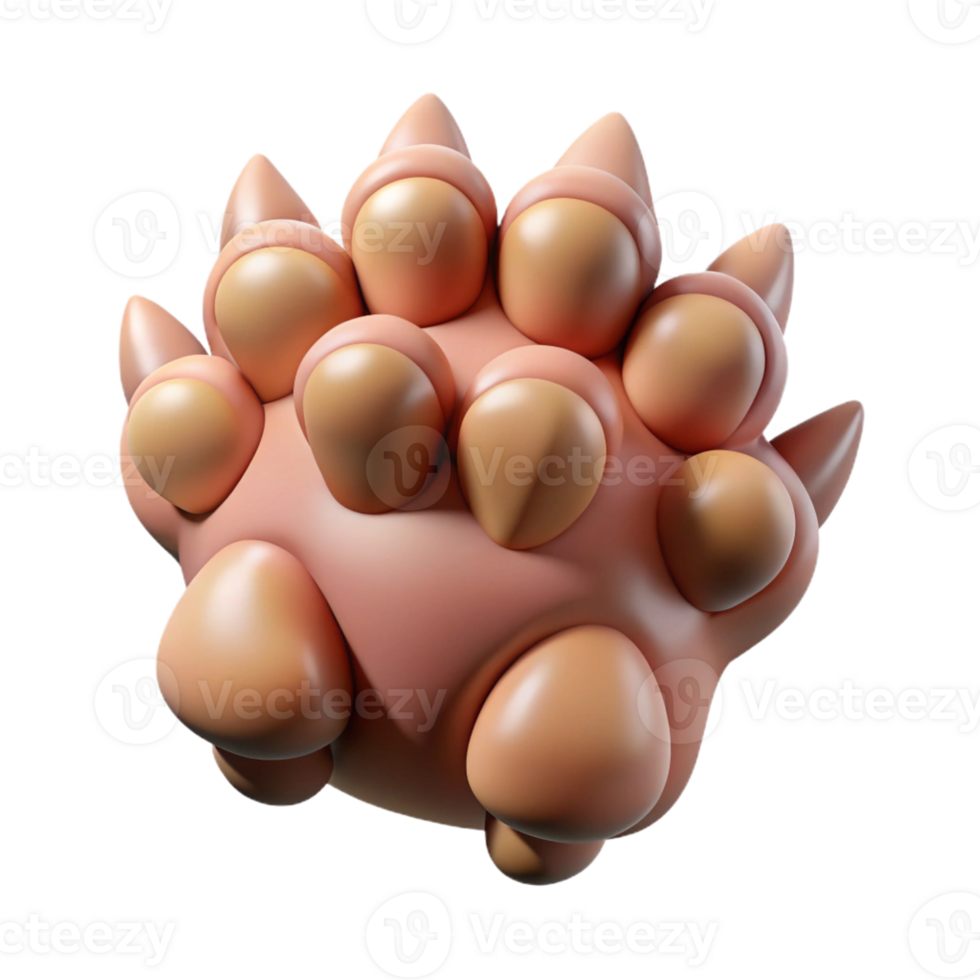 radiant signature Photorealistic, hyper-specific professional render of an isolated Sphinx paw, claws extended Isolated cutout with Transparent Background png