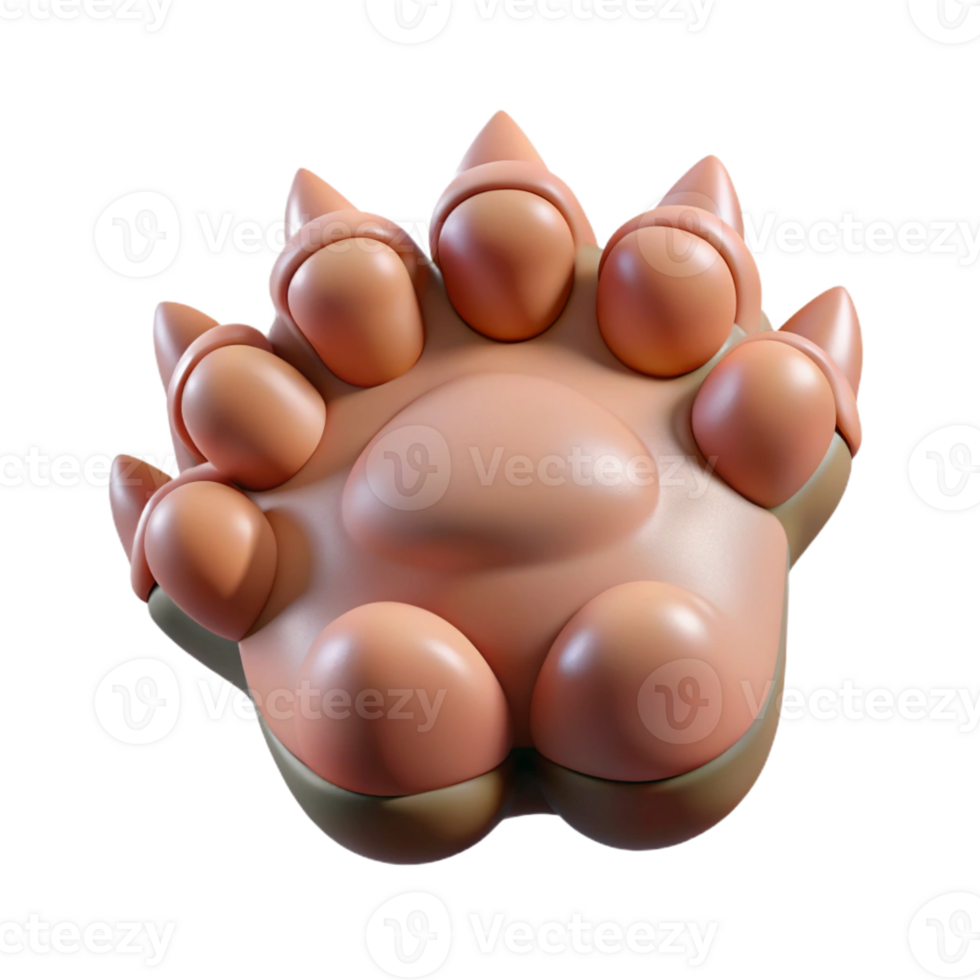 spectacular rare Photorealistic, hyper-specific professional render of an isolated Sphinx paw, claws extended Isolated cutout with Transparent Background png