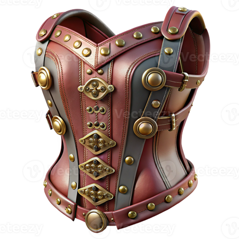 radiant ethereal geometric Steampunk corset with metal buckles, laces, and intricate detailing with Transparent Background top-tier png