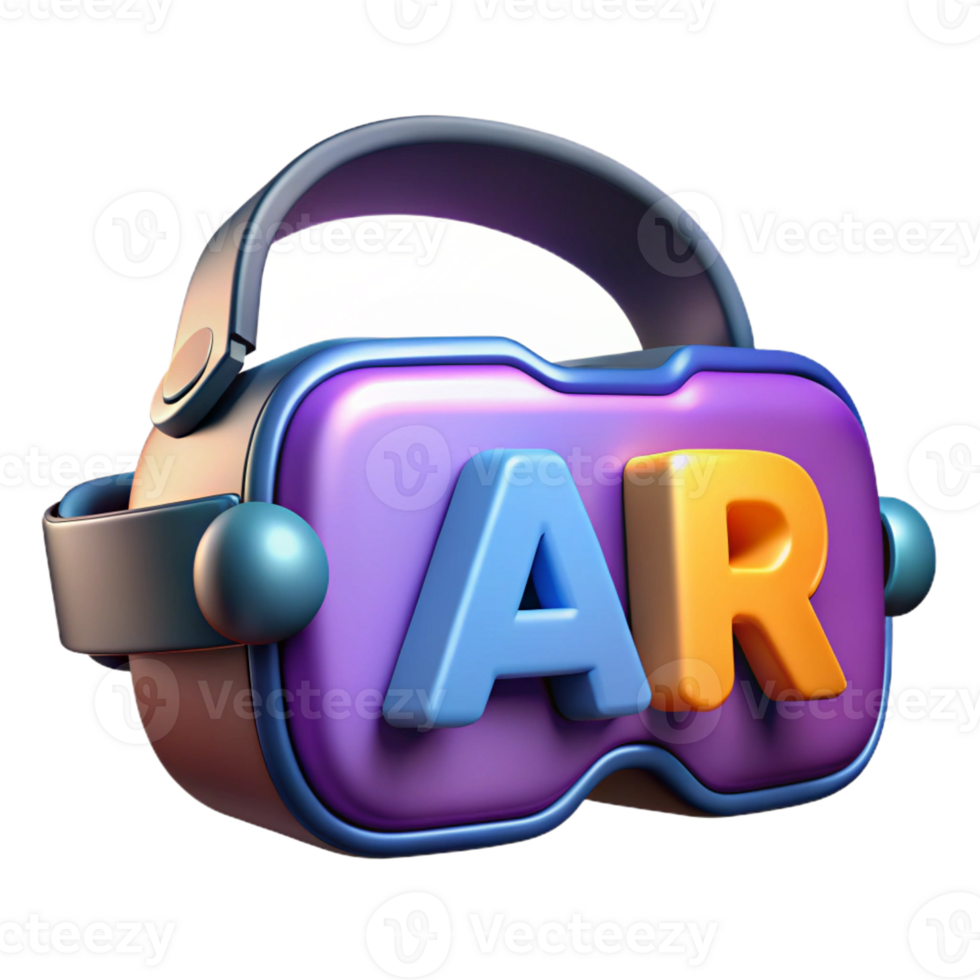 vibrant celebrated Augmented reality AR headset, interactive technology, with Transparent Background png