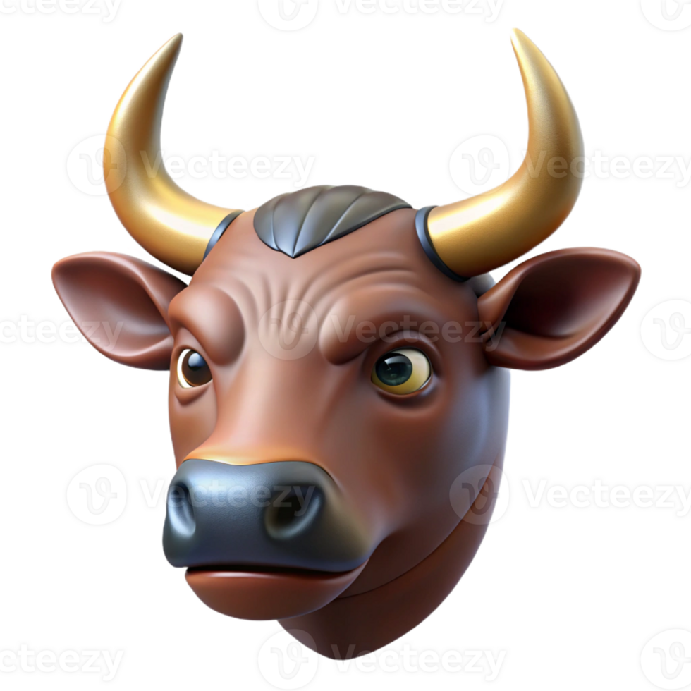 playful extraordinary Photorealistic, ultra-detailed, hyper-specific professional render of a single Minotaur head, isolated cutout with Transparent Background detailed png