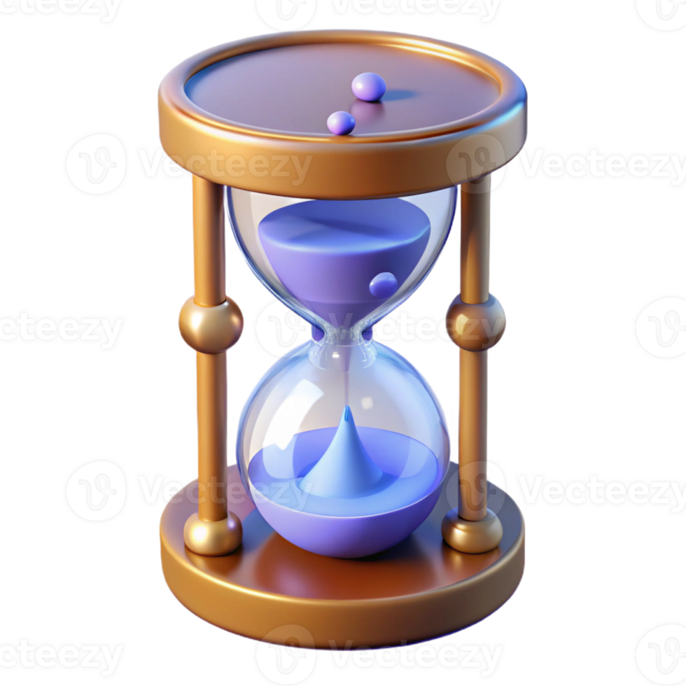 serene futuristic Ultra-detailed, professional render of a floating hourglass filled with melting clocks with Transparent Background handcrafted png