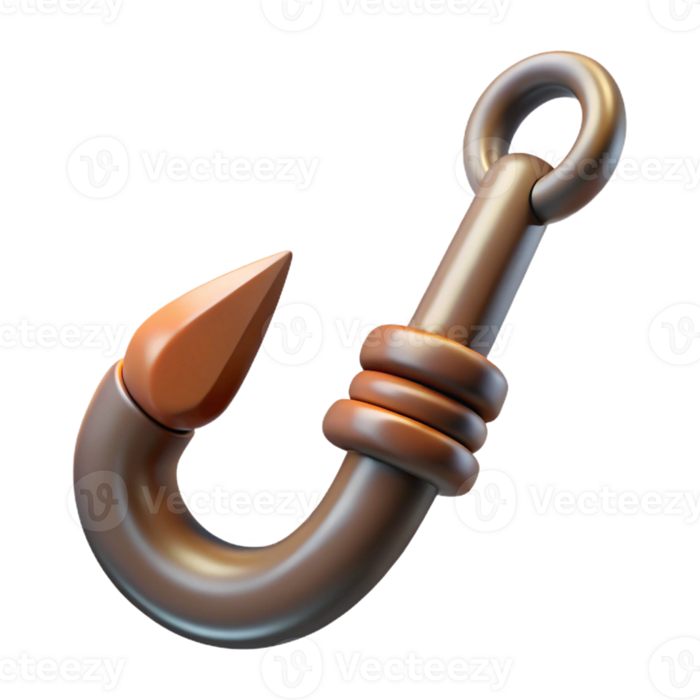 mesmerizing mysterious minimalist Professional render of a photorealistic isolated cutout, ultra-detailed tribal fishing hook made of bone with Transparent Background 4K png