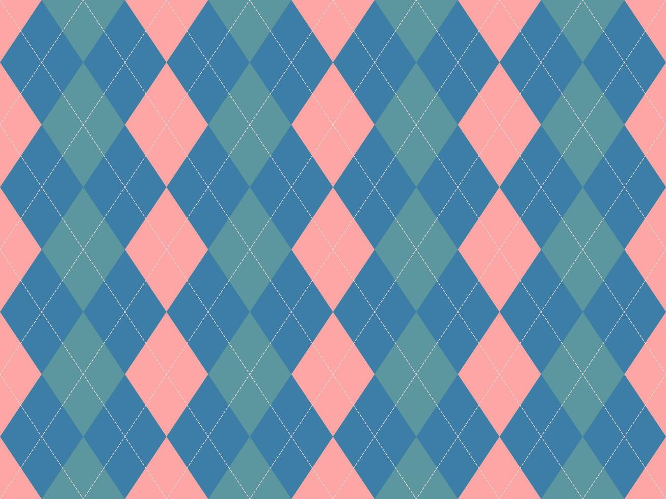 Elegant argyle pattern in soft pink, teal, and blue hues. Perfect for backgrounds, textiles, fashion, and branding projects. Subtle texture adds visual interest. vector
