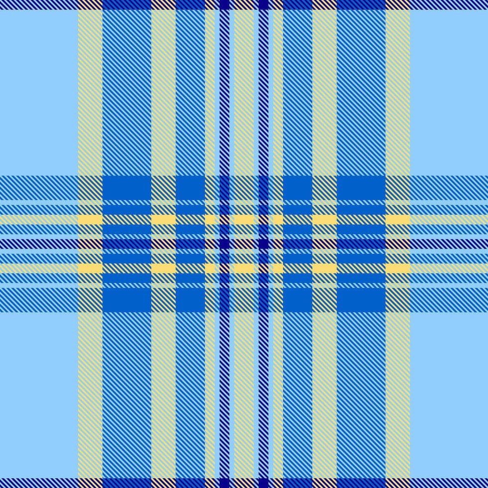 Vibrant blue and pale yellow plaid pattern. Perfect for textile design, fashion, or website backgrounds. This cheerful, repeating texture evokes feelings of freshness and style. vector