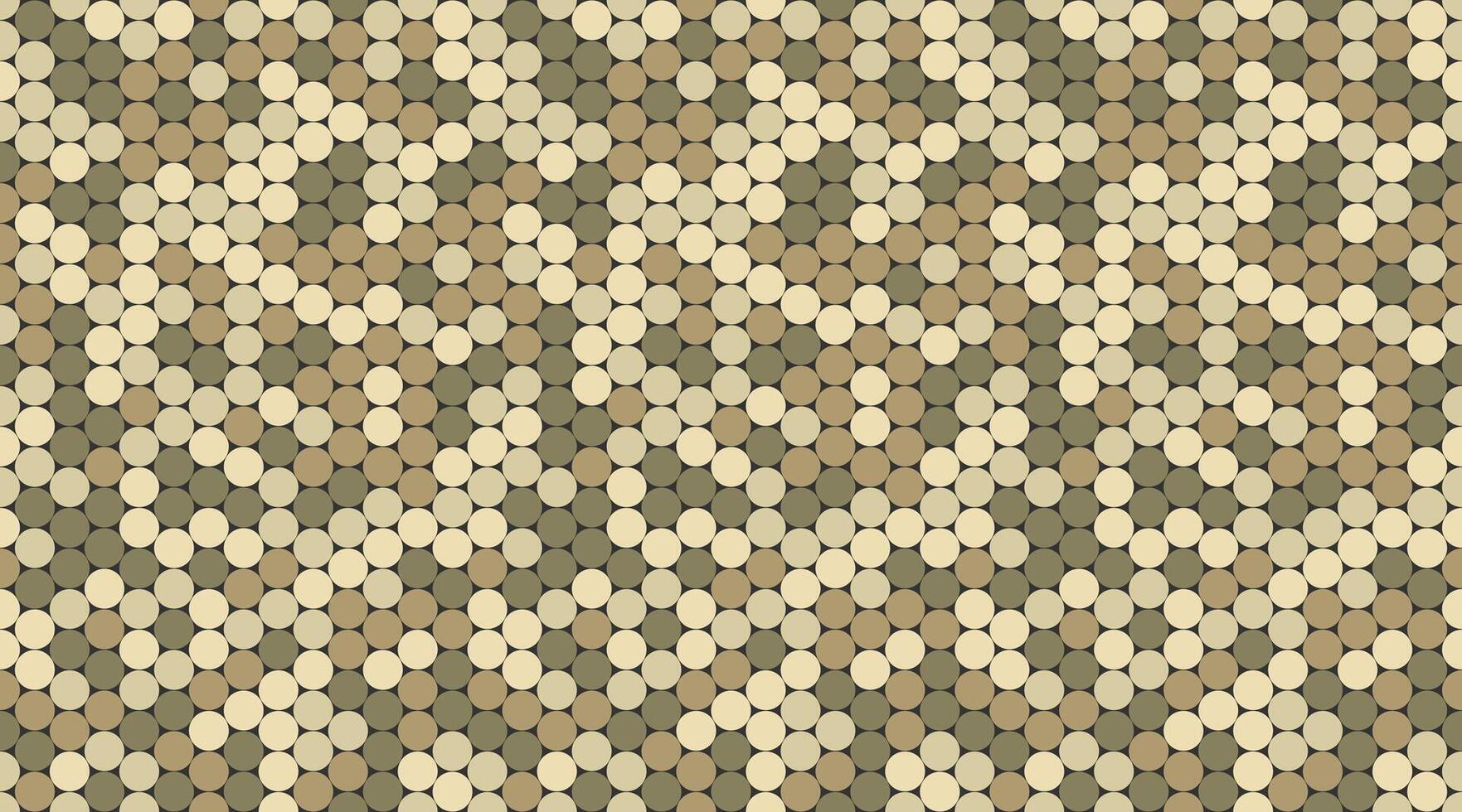Abstract geometric pattern featuring a dynamic interplay of beige and olive green circles, creating a visually engaging mosaic effect. vector