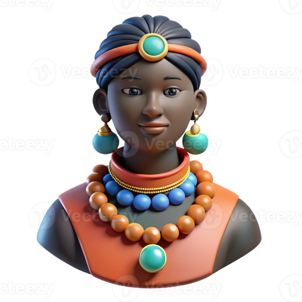 pristine memorable Ultra-detailed photorealistic professional render of an isolated cutout, hyper-specific tribal woman's beaded necklace with symbolic pendants with Transparent Background png