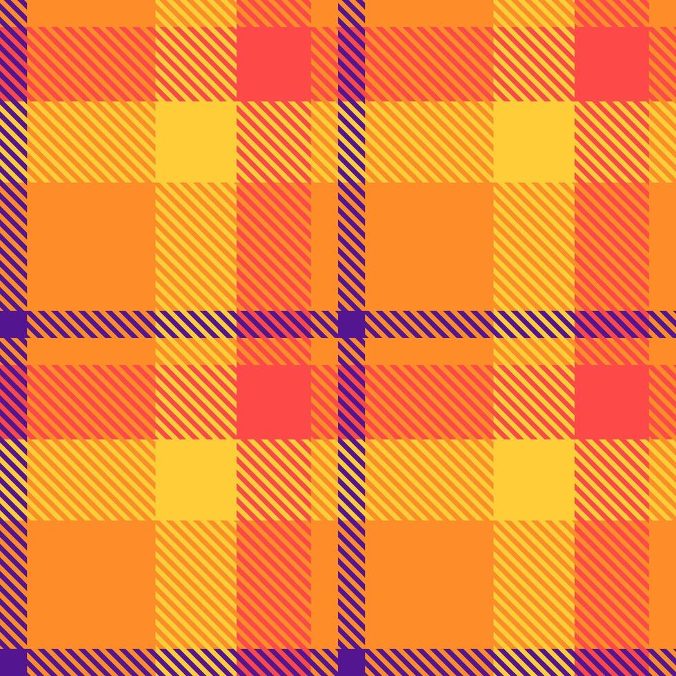 Pyjamas textile check, large plaid texture background. Primary pattern tartan seamless fabric in orange and sunglow colors. vector