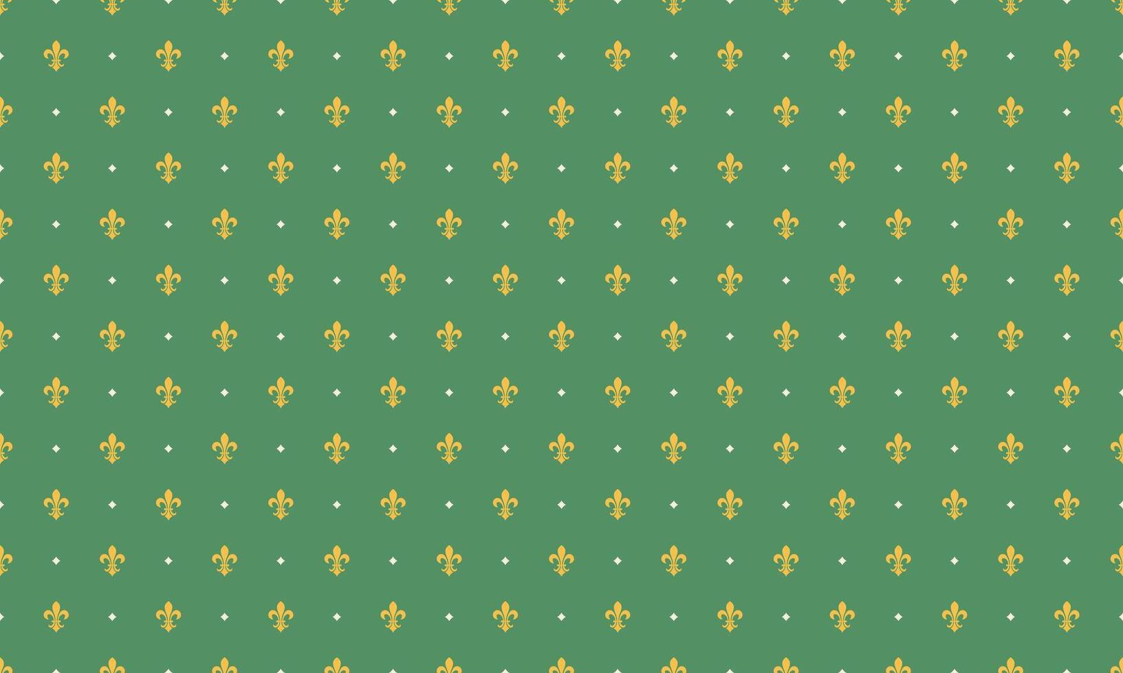 A green and gold fleur de lis pattern vector