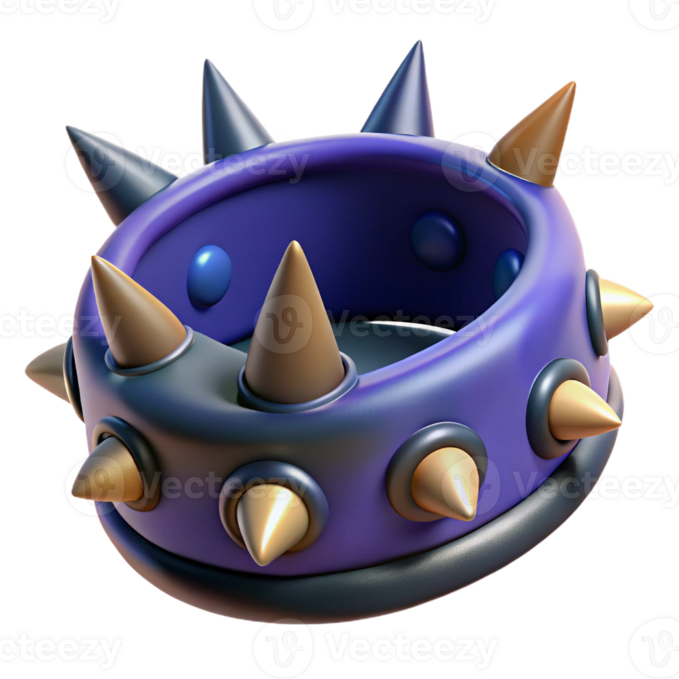 serene bold contemporary Ultra-detailed, photorealistic, isolated cutout of a single Cerberus collar, studded with spikes with Transparent Background impeccable png