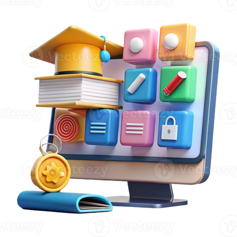 vibrant unparalleled Educational technology software, online learning platform, with Transparent Background png