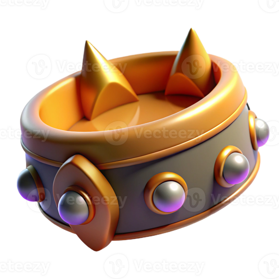 picturesque calm rustic Concept art style, isolated cutout of a single Cerberus collar, studded and glowing faintly with Transparent Background authentic png