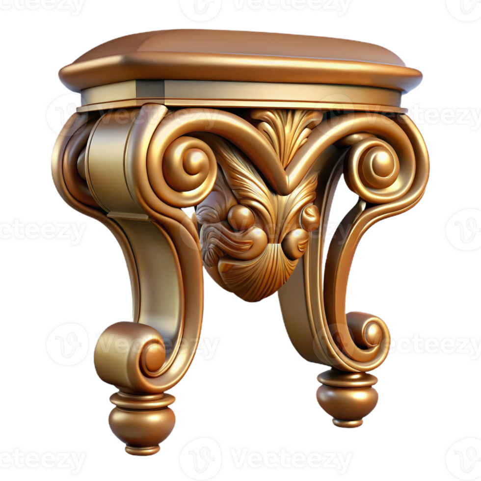 joyful dramatic Baroque style furniture leg detail, with Transparent Background high resolution png