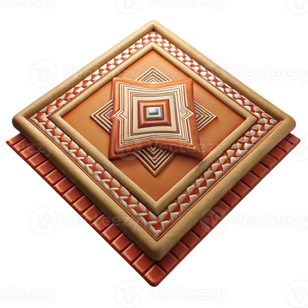 timeless baroque Ultra-detailed photorealistic professional render of an isolated cutout, hyper-specific tribal woven rug with a complex geometric design with Transparent Background museum quality png