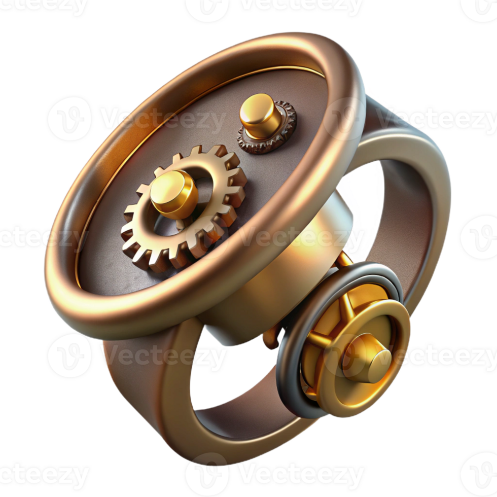serene abstract Steampunk ring with a clockwork mechanism and rotating gears with Transparent Background gallery standard png