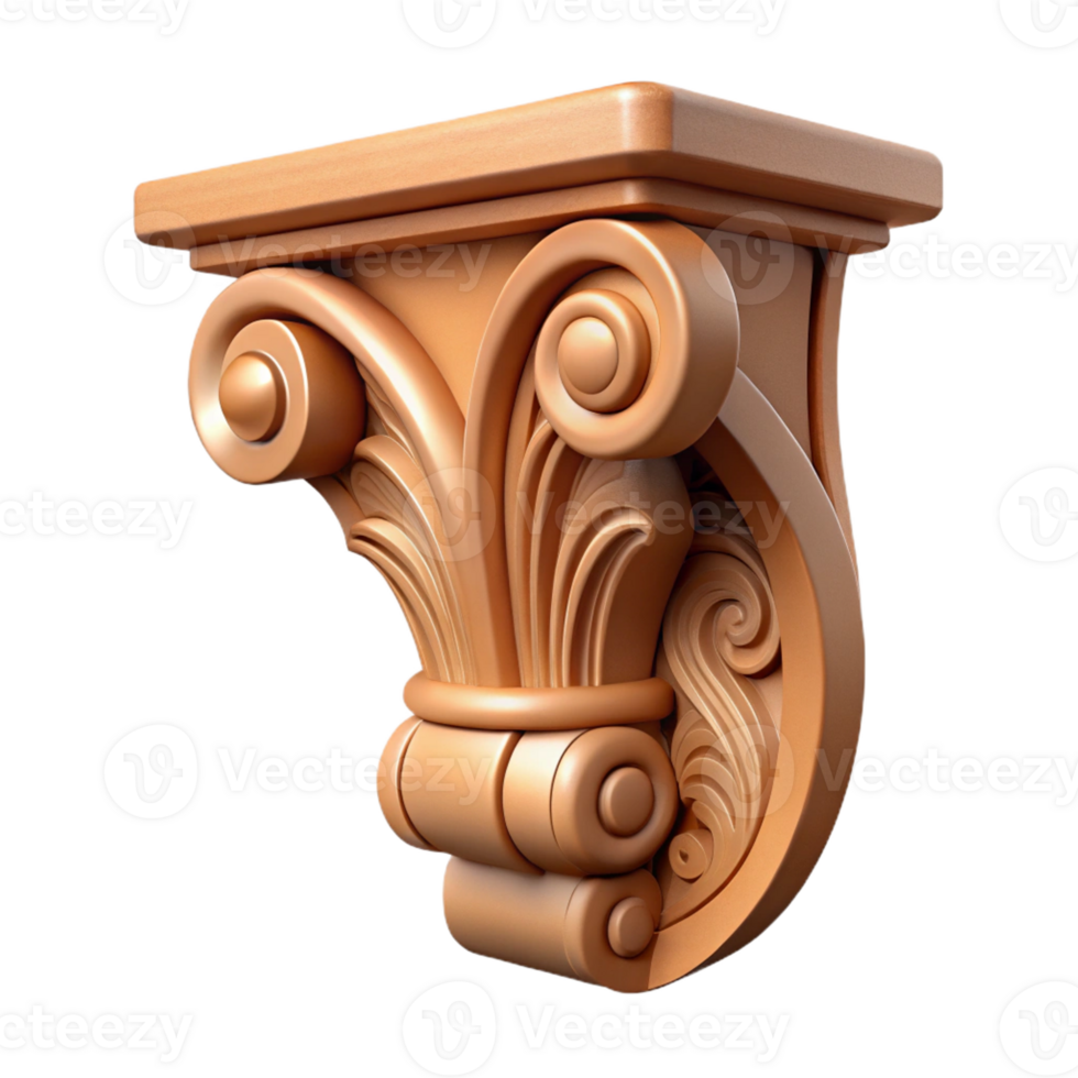quintessential gothic Ultra-detailed, photorealistic isolated cutout of a single, intricately carved, wooden corbel with Transparent Background detailed png