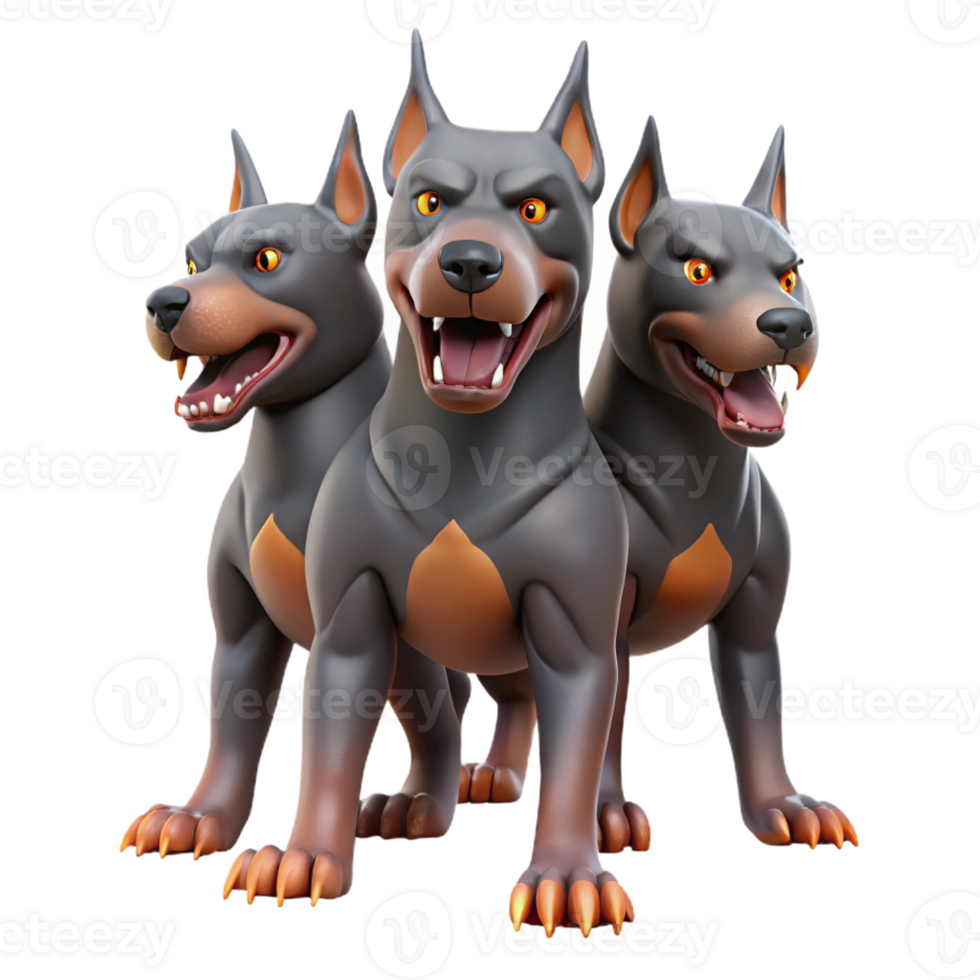 unforgettable organic Cerberus, three-headed dog, guarding underworld, with Transparent Background gallery standard png