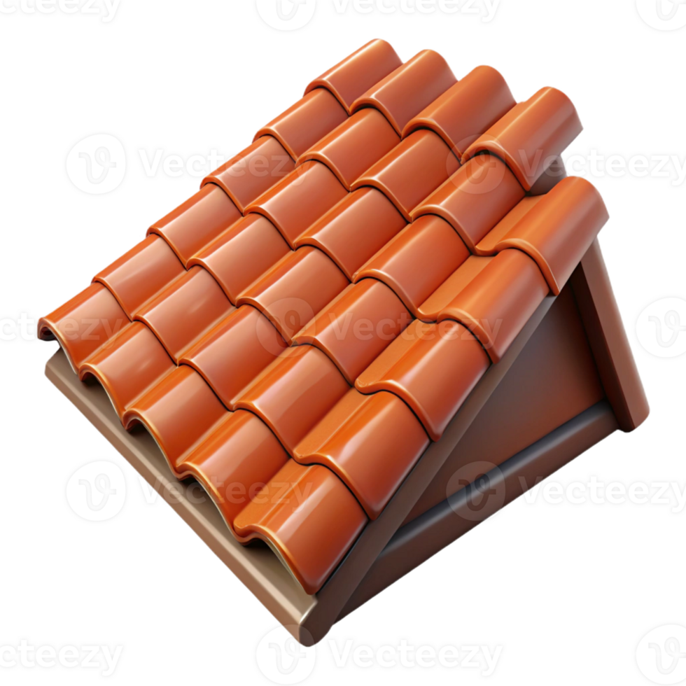 quintessential impressionist Hyper-specific professional render of a single, weathered, terracotta roof tile Isolated cutout with Transparent Background gallery standard png
