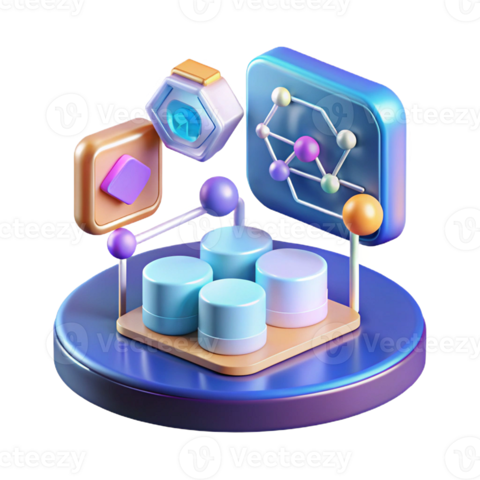 sumptuous artistic Holographic data interface with floating icons and data streams with Transparent Background exclusive png