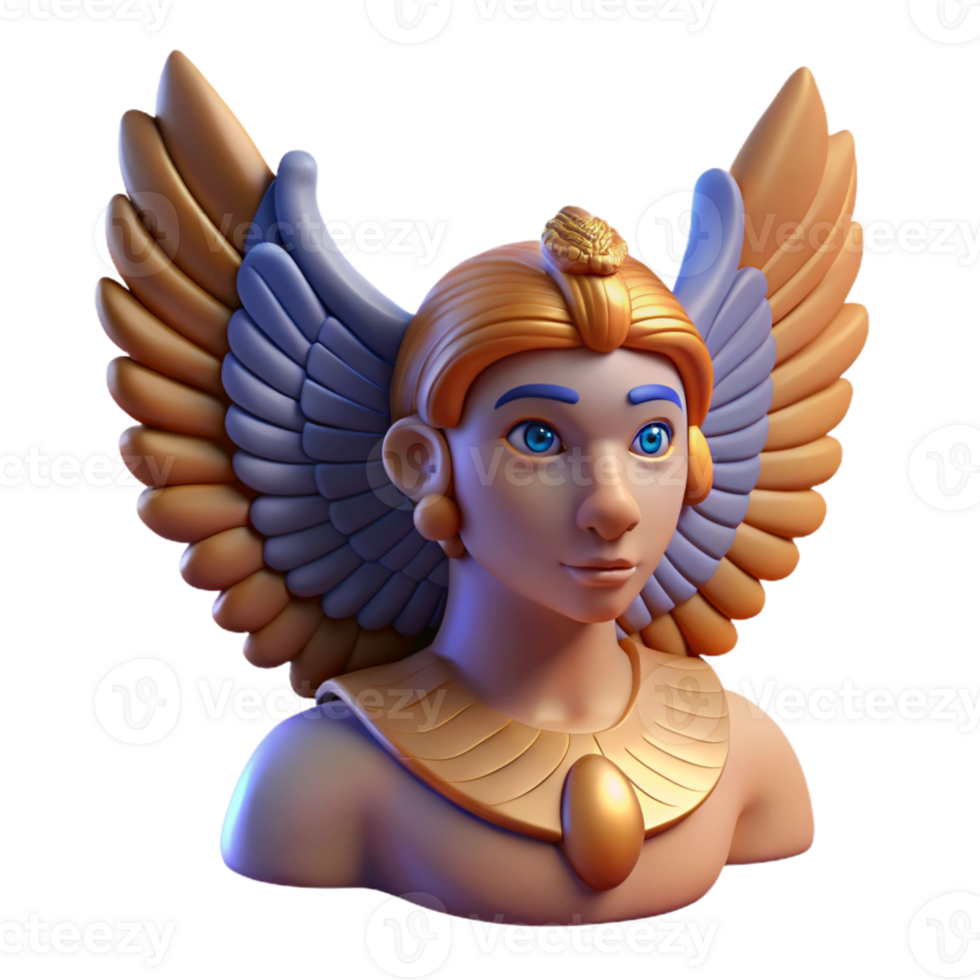 serene rare Sphinx, winged creature with human head, with Transparent Background png