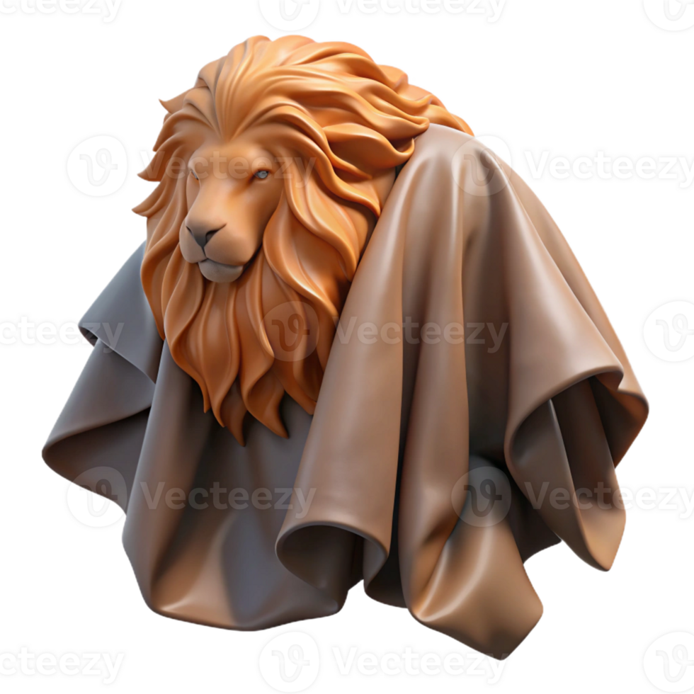 serene ethereal vintage Hyper-specific professional render of a single, weathered Nemean Lion pelt, draped and folded with Transparent Background fine detail png