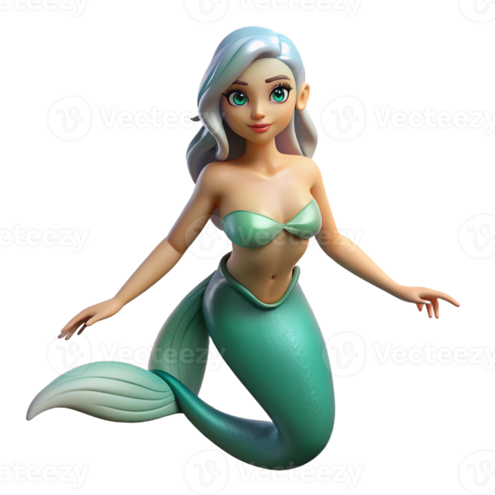 tranquil impressive Siren, alluring sea nymph, with Transparent Background refined png