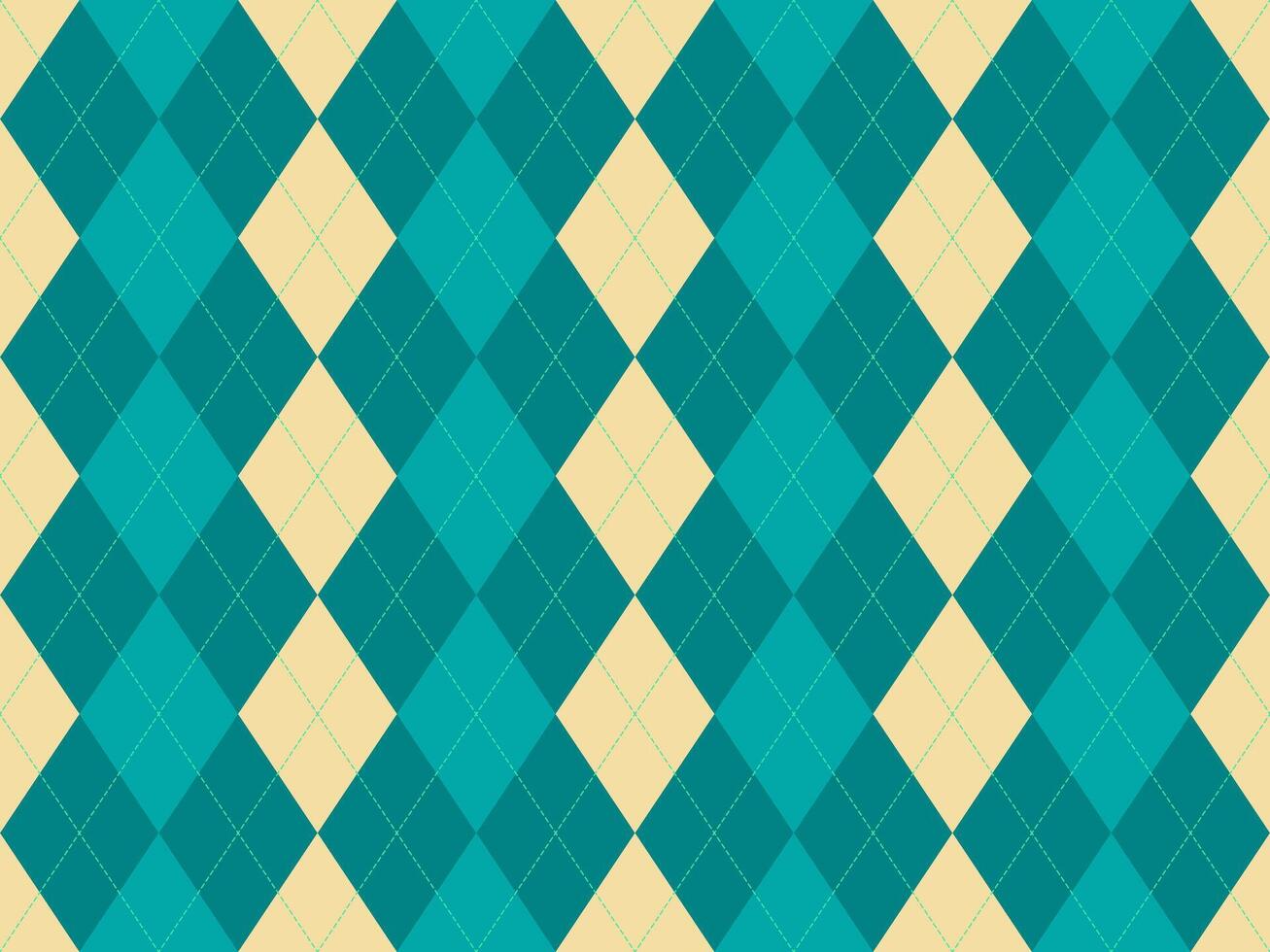 Vibrant teal and beige argyle pattern. A classic yet modern design perfect for backgrounds, textiles, or website design. This seamless texture evokes feelings of sophistication and timeless style. vector