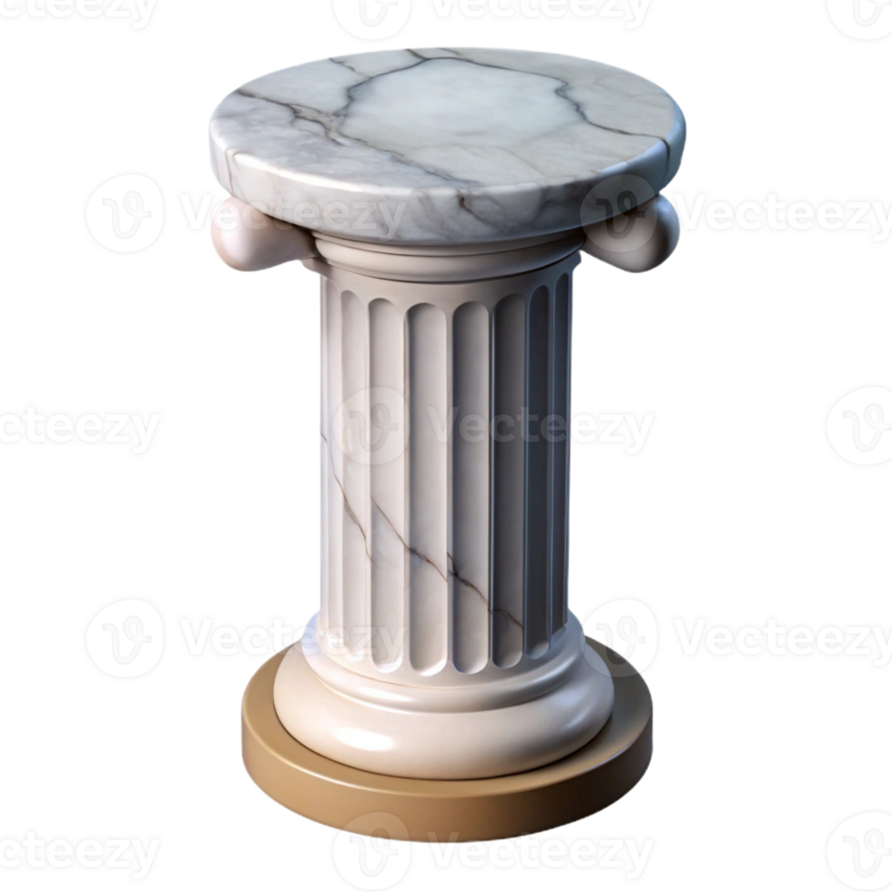 reflective impressive Ultra-detailed, photorealistic isolated cutout of a single, cracked, marble column capital with Transparent Background handcrafted png