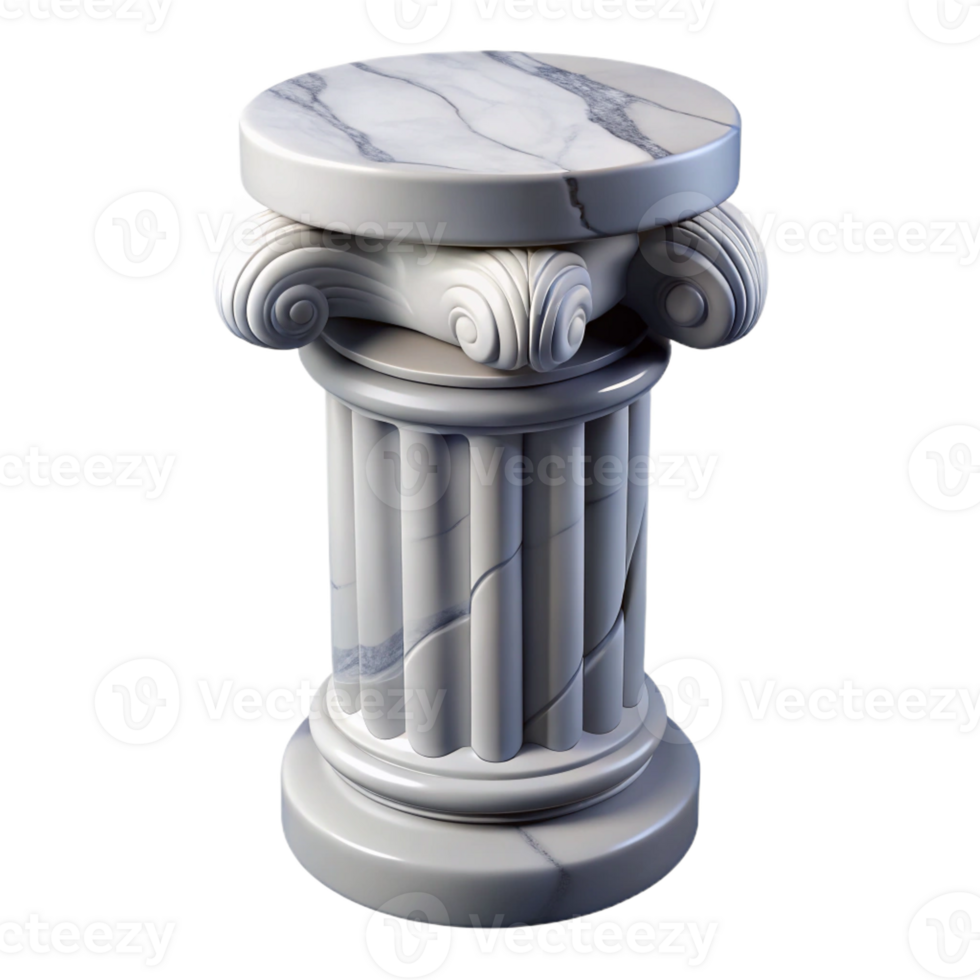 memorable traditional Ultra-detailed, photorealistic isolated cutout of a single, cracked, marble column capital with Transparent Background gallery standard png