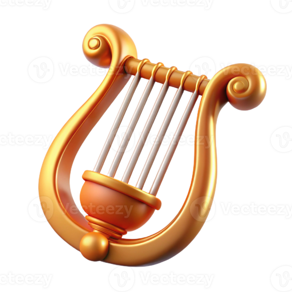 unforgettable rustic Lyre of Apollo, with Transparent Background studio quality png