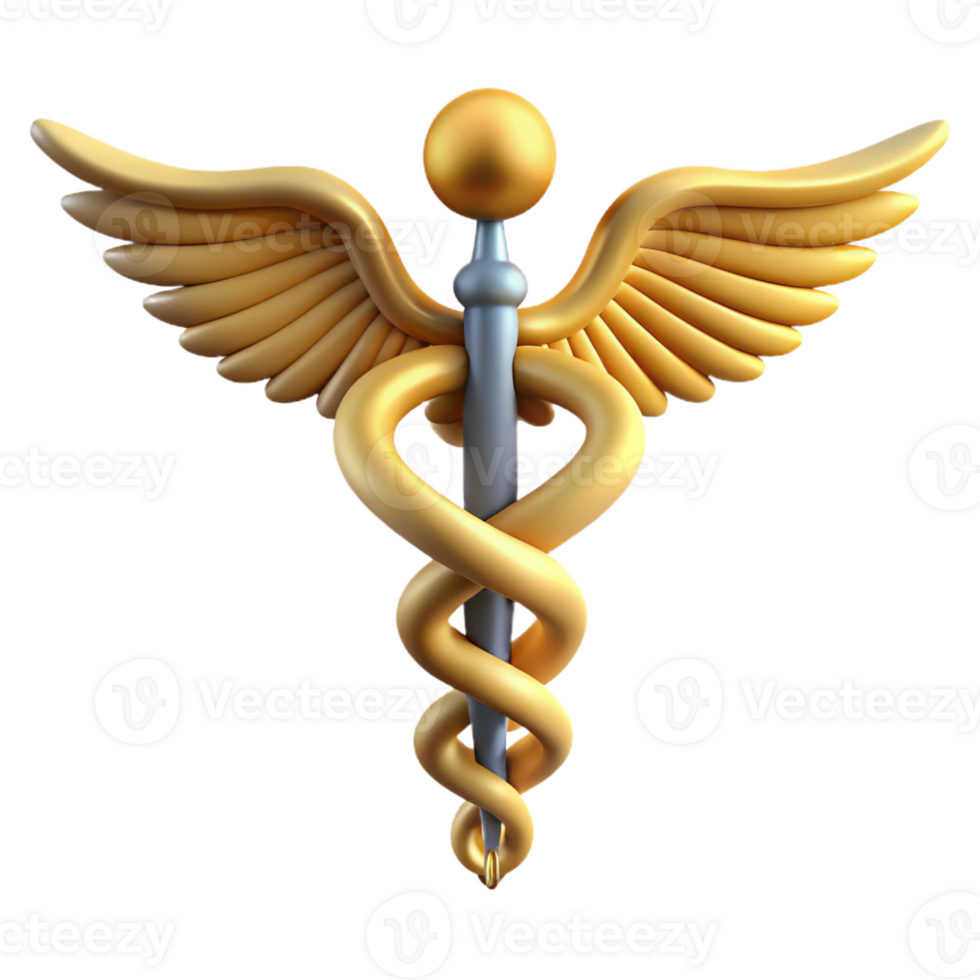 signature abstract Caduceus, Hermes's staff, with Transparent Background professional png
