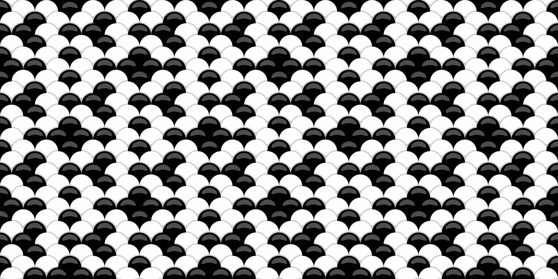 Abstract monochrome seamless pattern. Stylish black and white interlocking semicircles create a visually engaging texture, perfect for backgrounds, website design, or print projects. vector