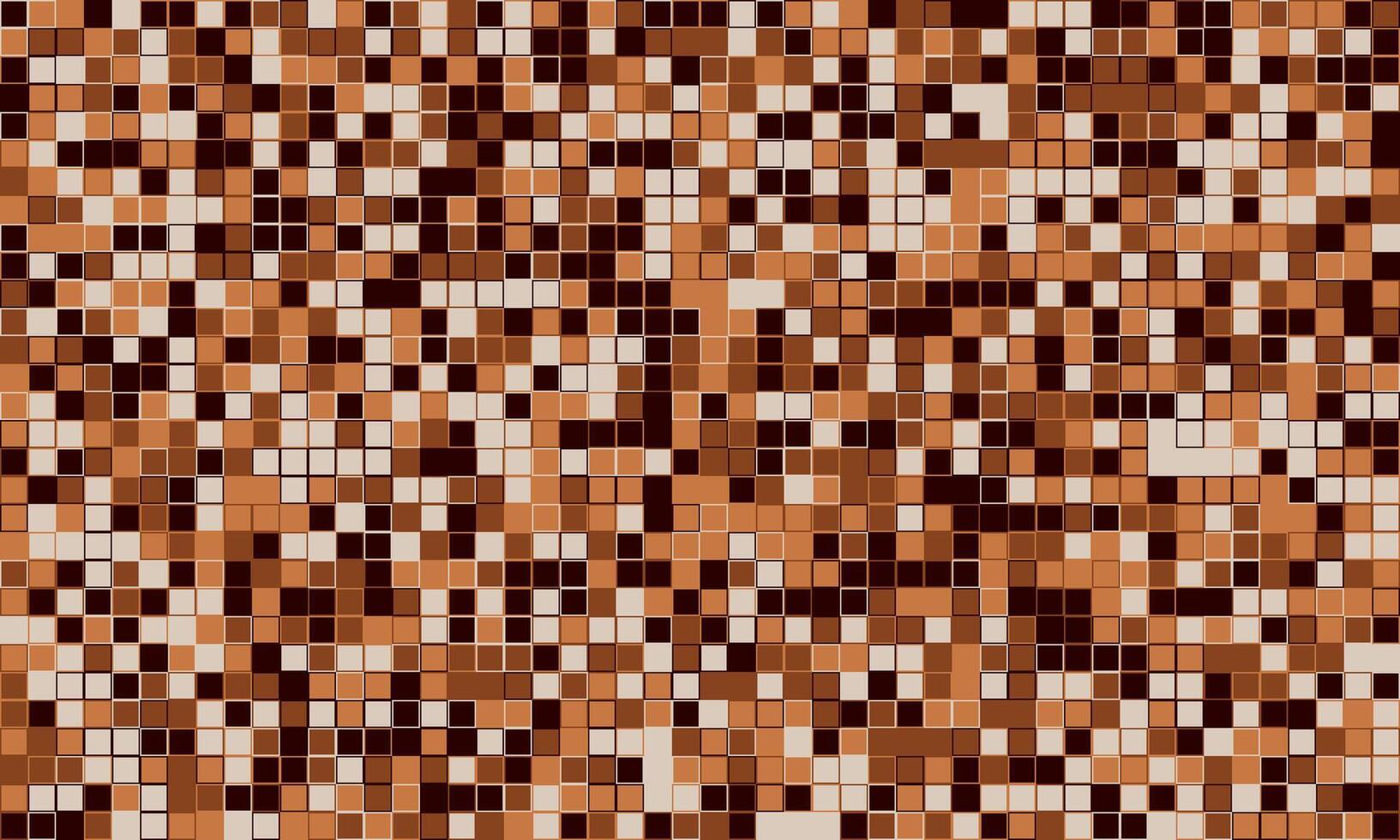 Abstract earthy mosaic tile pattern. Warm brown and beige squares create a textured, pixelated effect ideal for backgrounds, website design, or textile prints. vector
