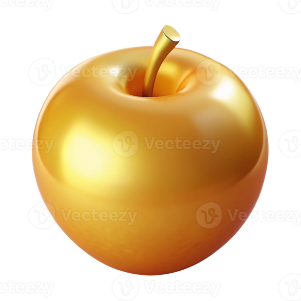 whimsical magnificent Ultra-detailed isolated cutout of a single golden apple of Hesperides, emitting soft light with Transparent Background original png