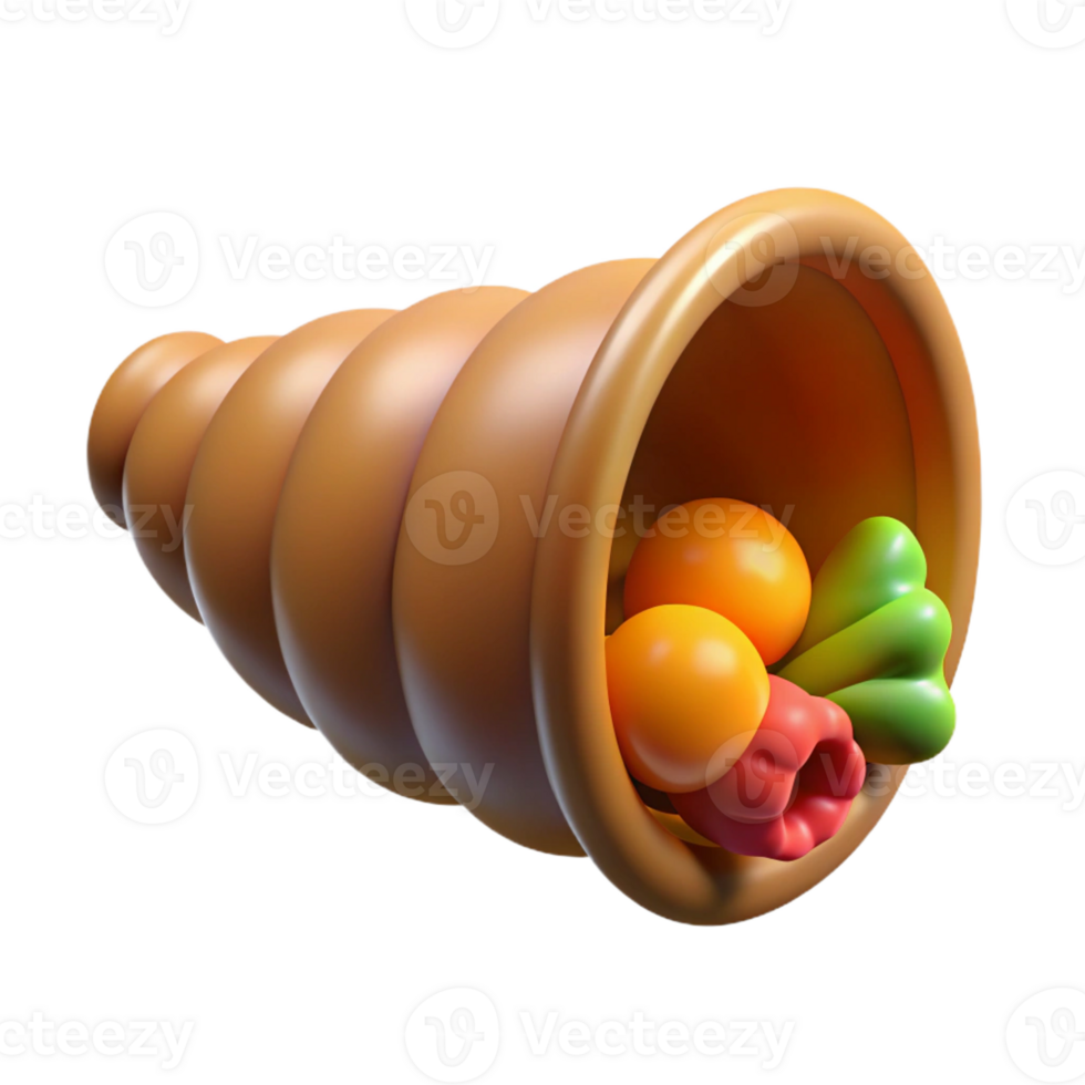 unparalleled mid-century Cornucopia, horn of plenty, with Transparent Background perfect clarity png