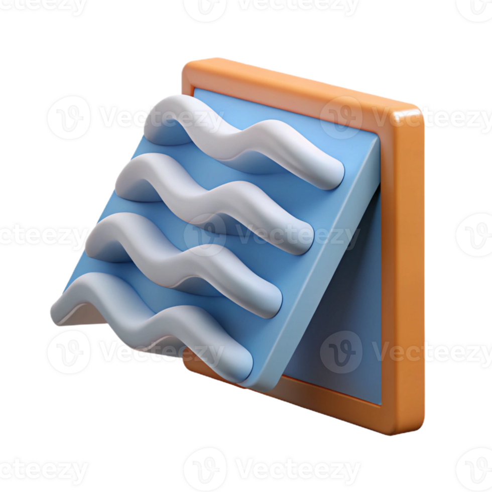 spectacular intense coastal Concept art style, isolated cutout of a single, kinetic facade panel that shifts with the wind with Transparent Background 4K png