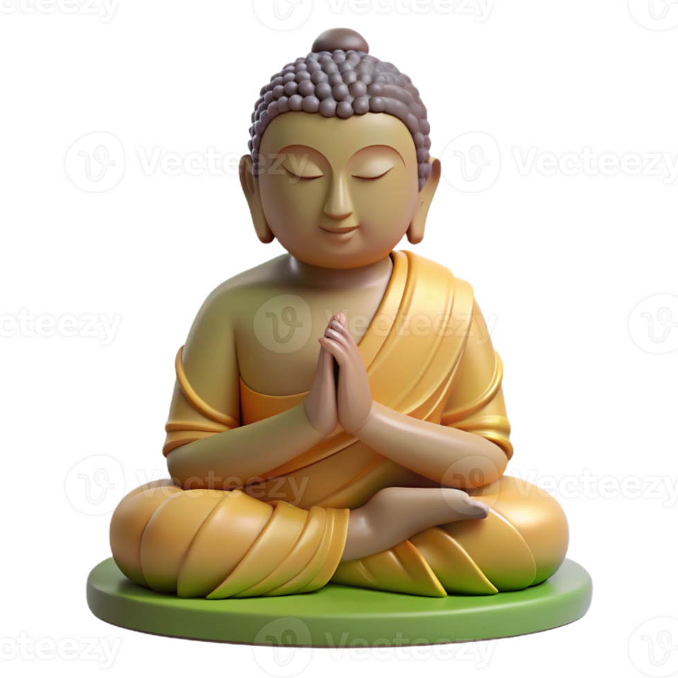 mesmerizing mid-century Buddha statue, meditative pose, with Transparent Background exclusive png