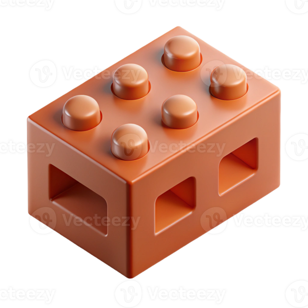 sumptuous dreamy geometric Concept art style, isolated cutout of a single, D-printed, bio-plastic building brick with Transparent Background perfect clarity png