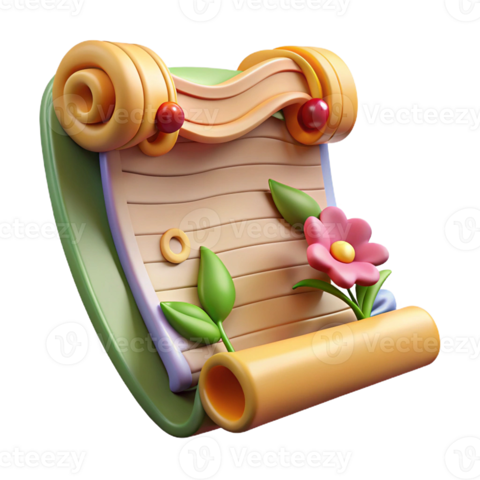 romantic alluring Ultra-detailed, photorealistic isolated cutout, Art Nouveau music sheet, featuring stylized musical notation and floral border with Transparent Background expertly shot png