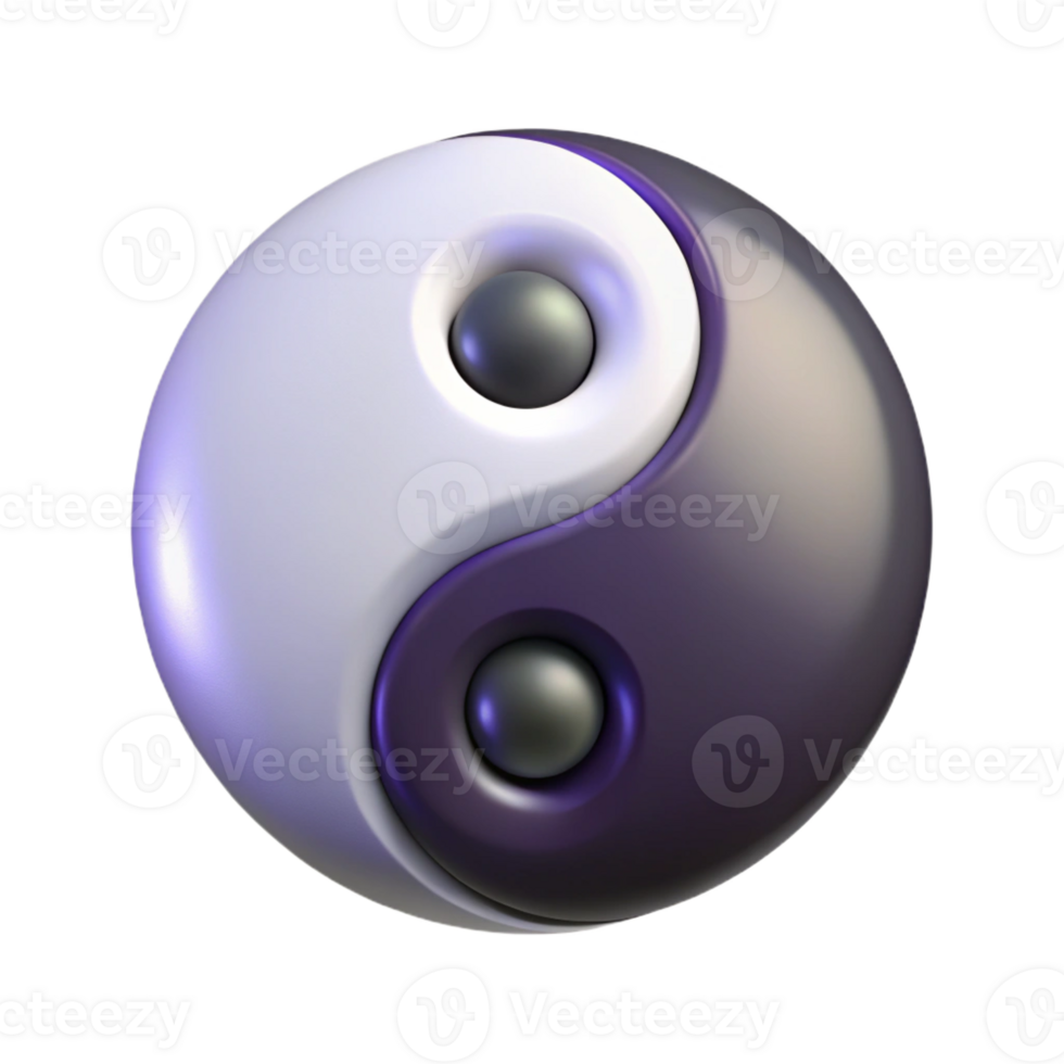 striking elegant Yin Yang symbol, Taoist philosophy, with Transparent Background 4K png