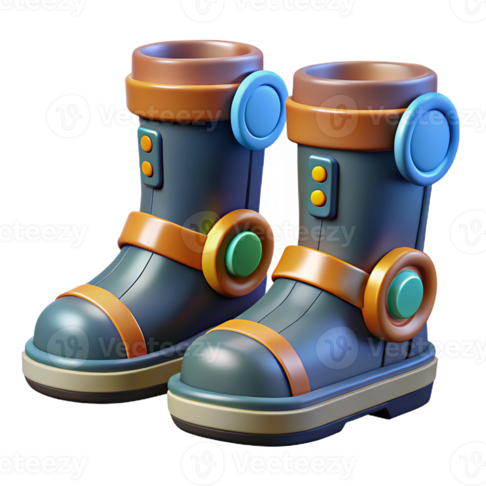 unforgettable gothic Gravity boots with magnetic soles and power indicator with Transparent Background sharp png