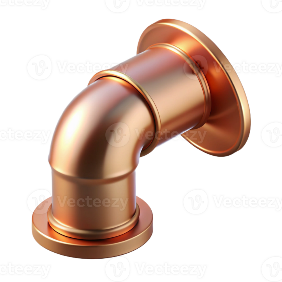 stunning mid-century Ultra-detailed, photorealistic isolated cutout of a single, copper downspout elbow with Transparent Background perfect clarity png
